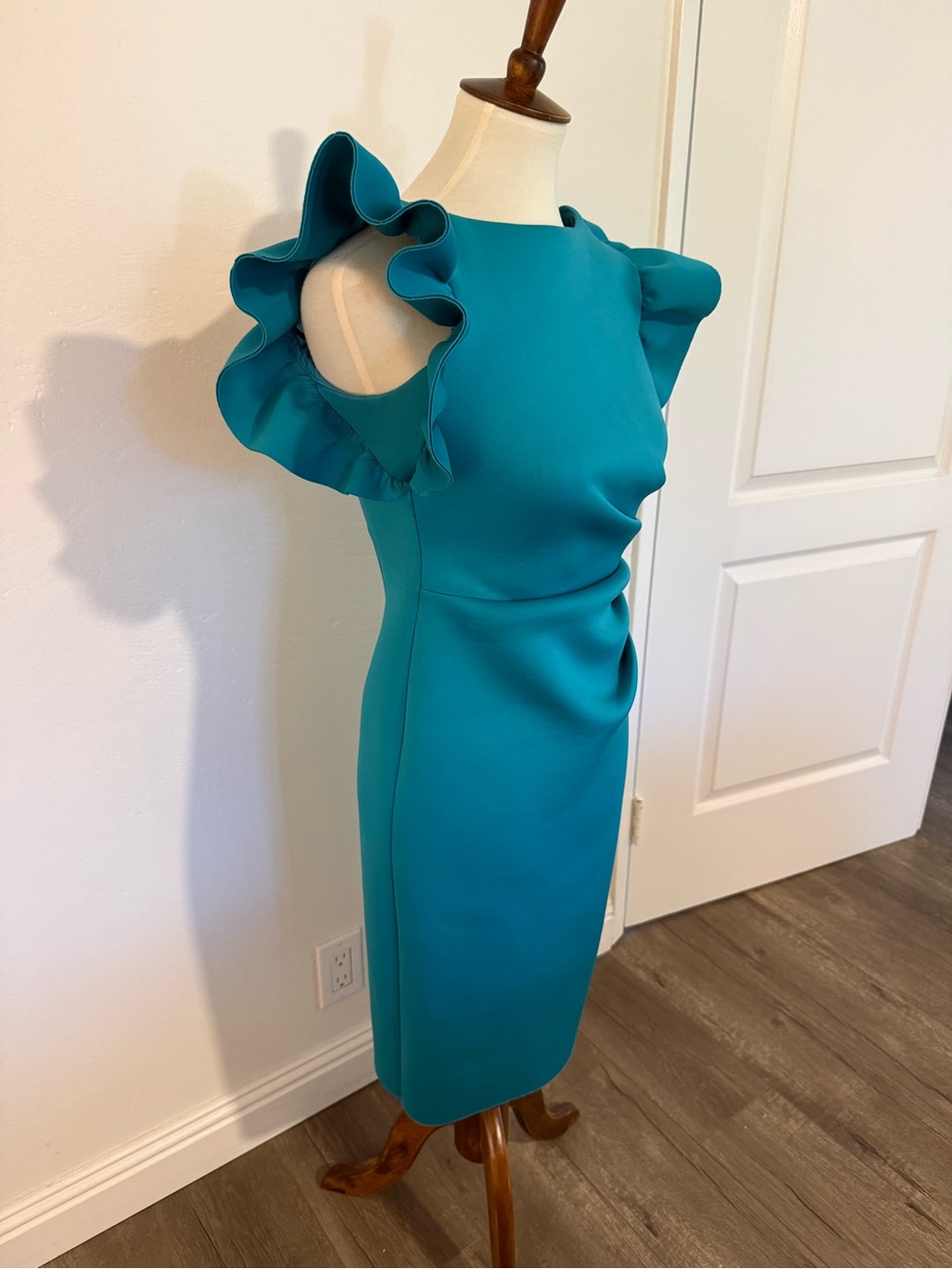 Eliza J Teal Ruffle Sleeve Midi Dress - Picture 2 of 8